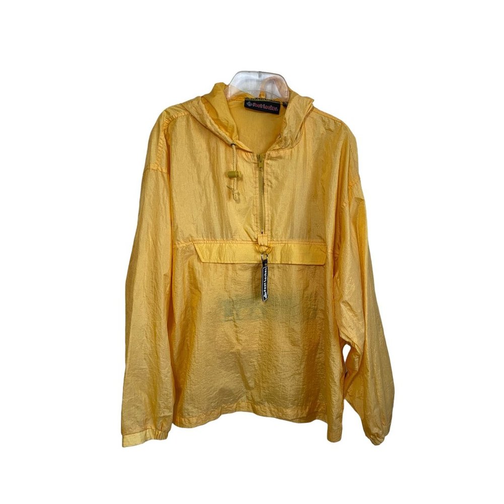 Foot Locker Men’s Vintage Size M Yellow Hooded Pullover Windbreaker Packable